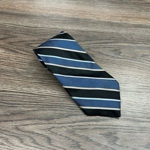 Nicola Ferri Black, Blue & Gold Stripe Silk Tie